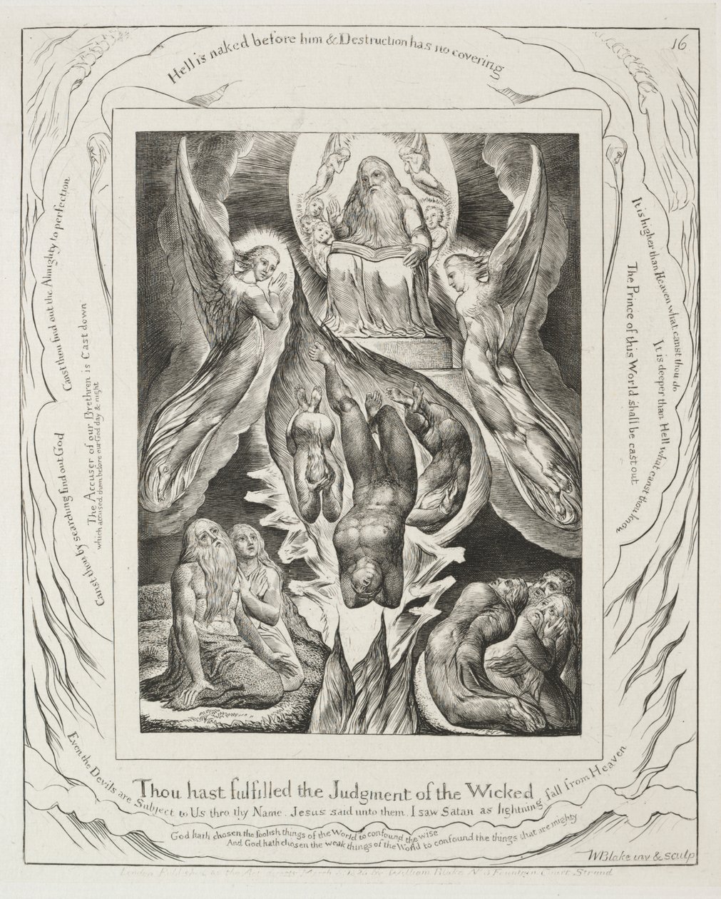 The Book of Job: Pl. 16, Thou hast fulfilled the judgment of the wicked by William Blake