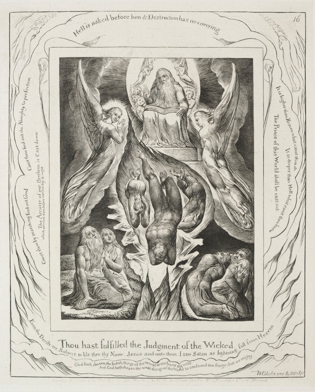 The Book of Job: Pl. 16, Thou Hast Fulfilled the Judgment of the Wicked, 1825 by William Blake