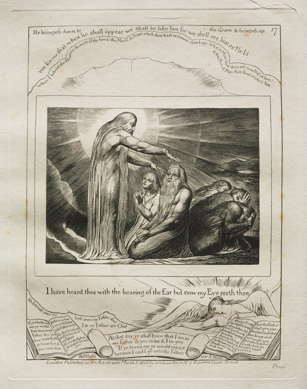 The Book of Job: Pl. 17, I have heard thee with the hearing of the Ear but now my Eye seeth thee by William Blake
