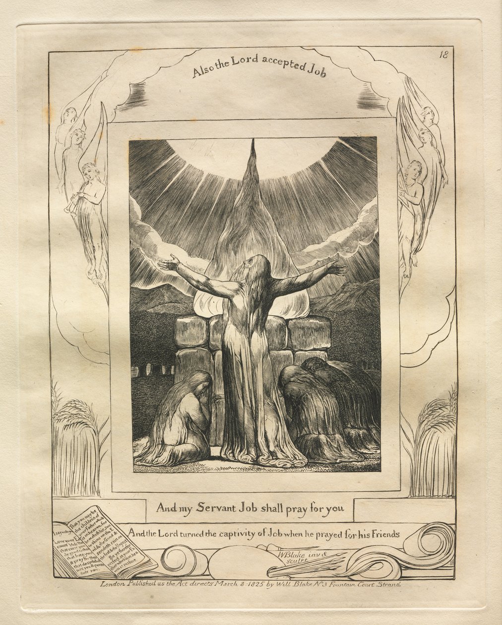 The Book of Job: Pl. 18, And my Servant Job shall pray for you by William Blake