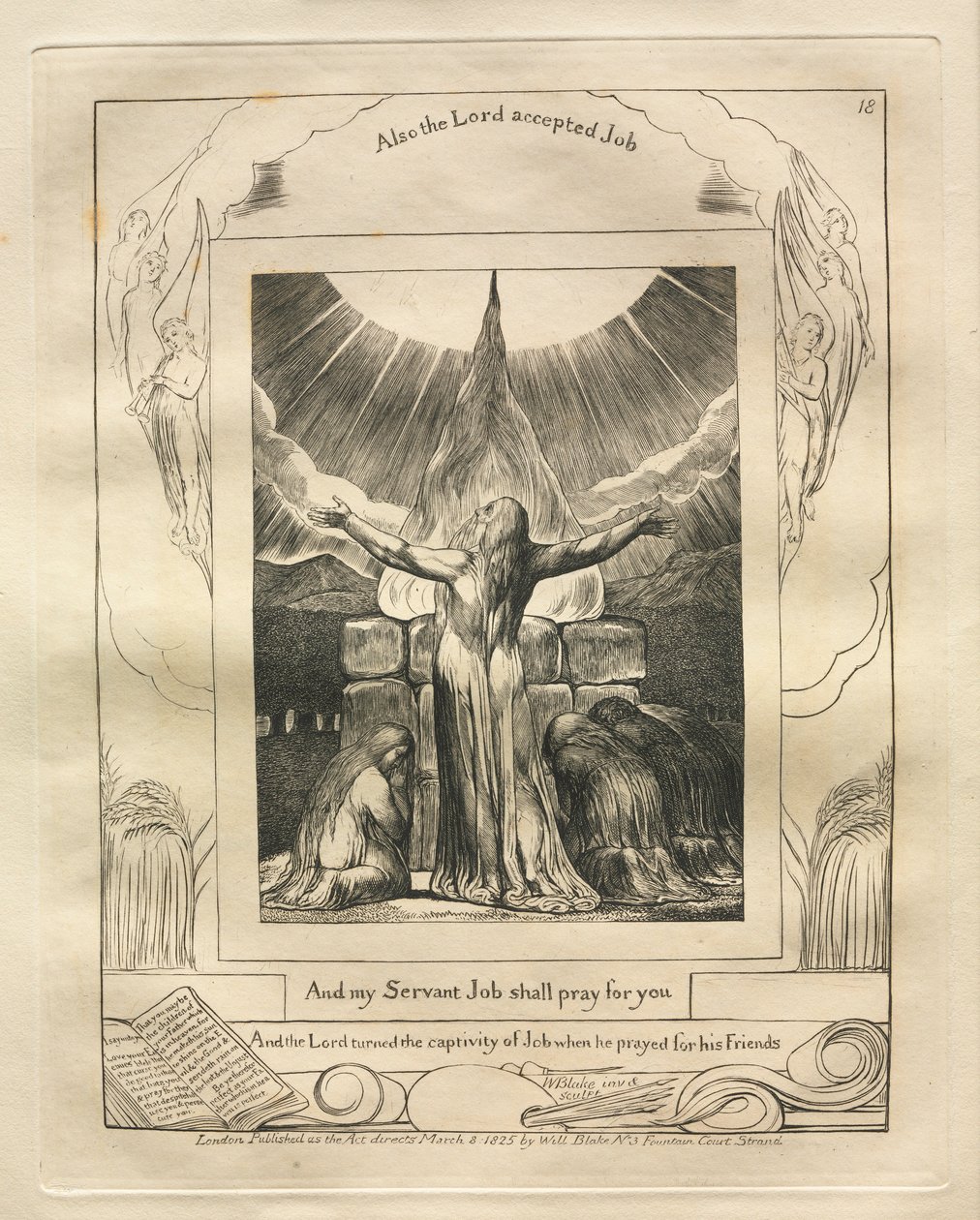 The Book of Job: Pl. 18, And my Servant Job shall pray for you by William Blake
