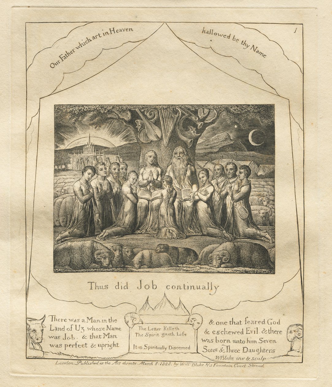 The Book of Job: Pl. 1, Thus did Job continually by William Blake