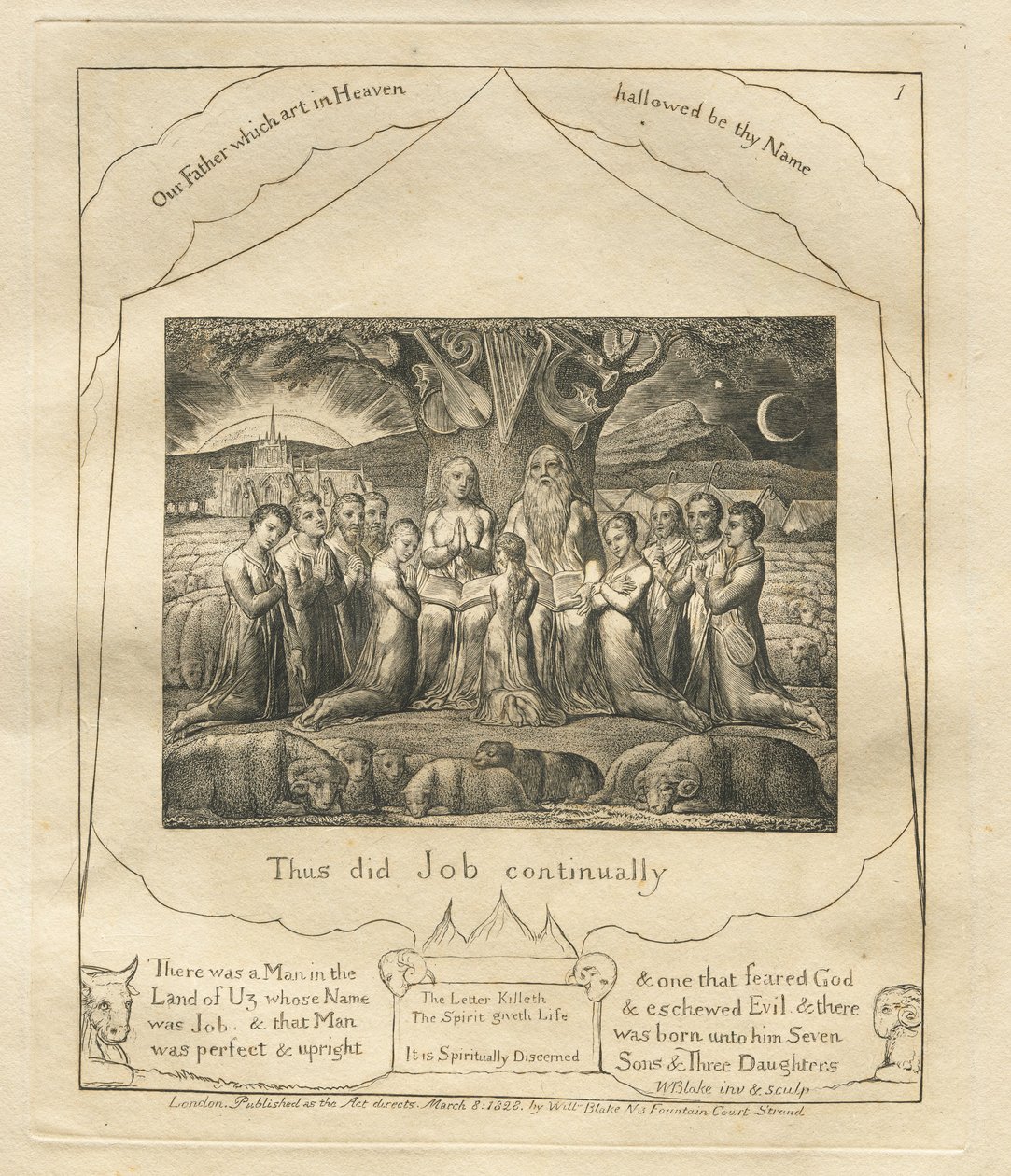 The Book of Job: Pl. 1, Thus Did Job Continually by William Blake