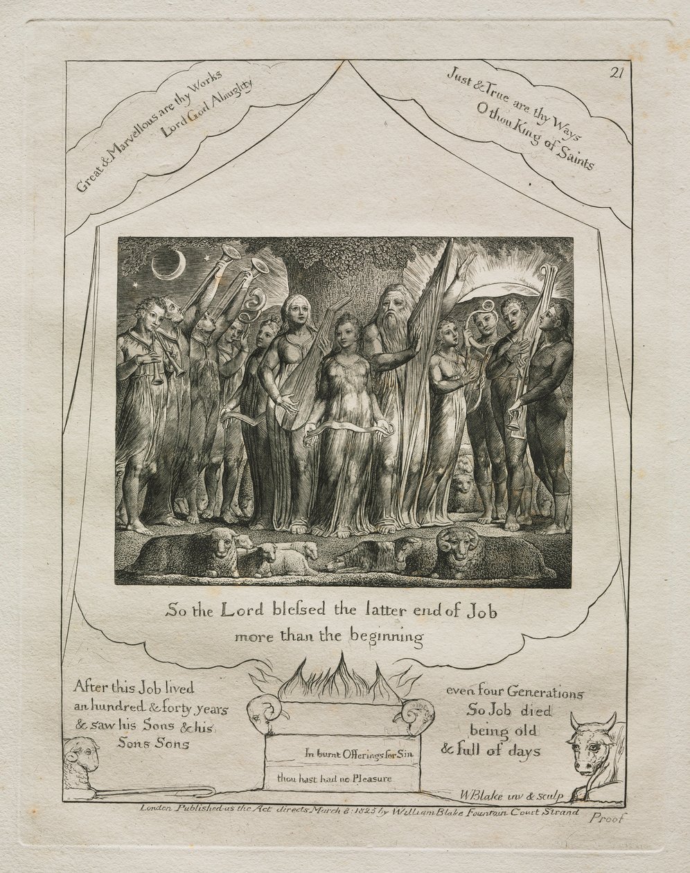 The Book of Job: Pl. 21, So the Lord blessed the latter end of Job more than the by William Blake