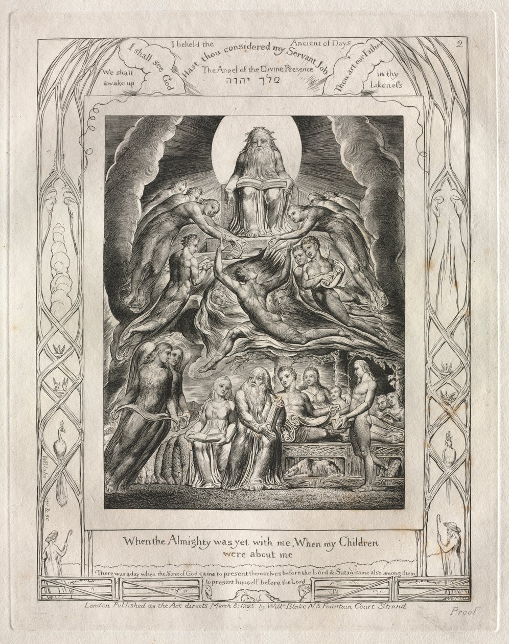 The Book of Job: Pl. 2, When the Almighty was yet with me, When my Children... by William Blake