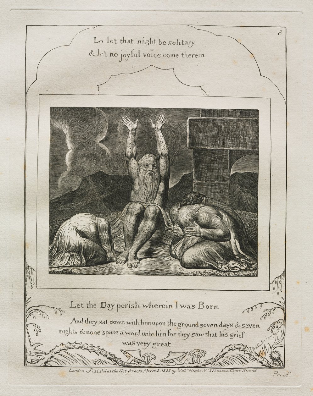 The Book of Job: Pl. 8, Let the Day perish wherein I was Born by William Blake