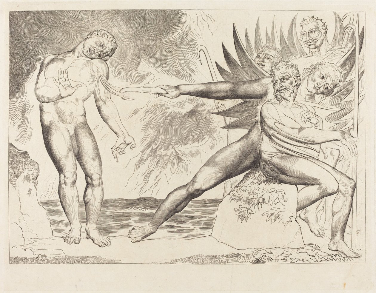 The Circle of the Corrupt Officials; the Devils Tormenting Ciampolo by William Blake