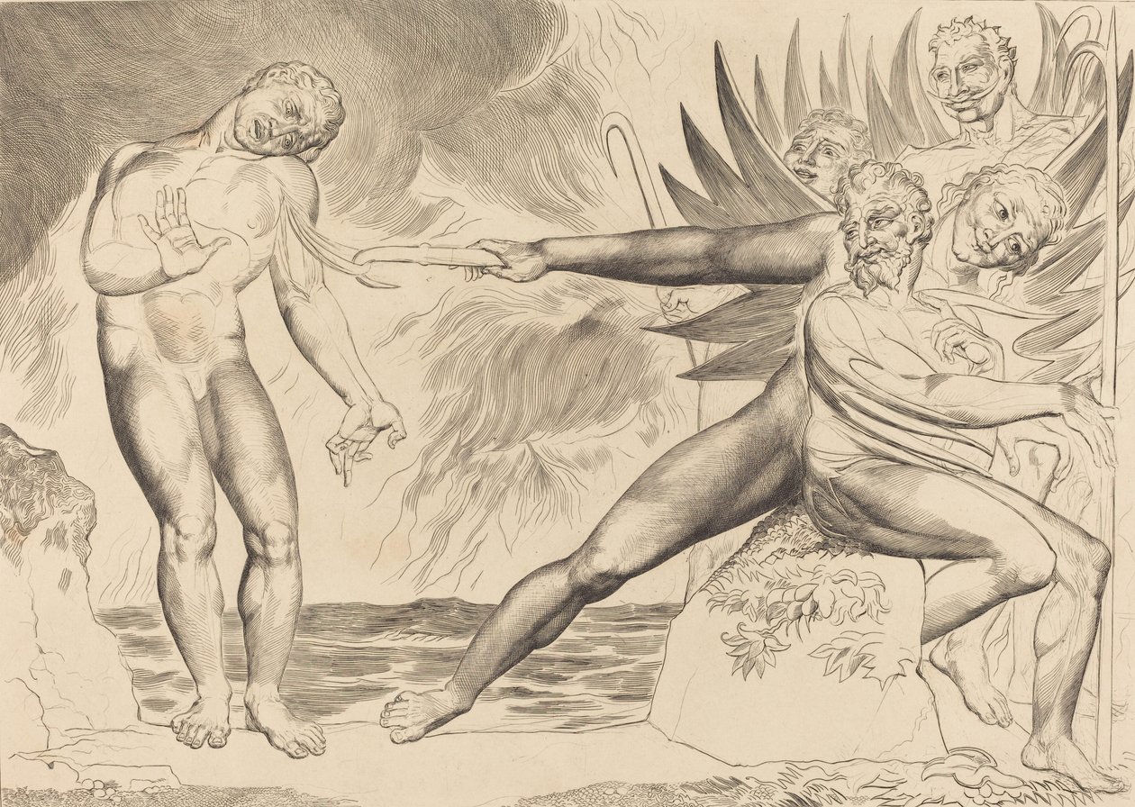 The Circle of the Corrupt Officials, the Devils Tormenting Ciampolo by William Blake