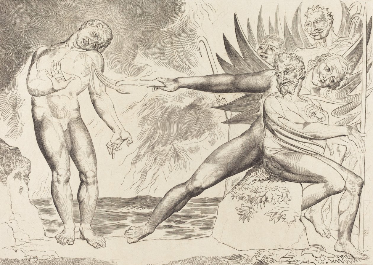 The Circle of the Corrupt Officials, the Devils Tormenting Ciampolo by William Blake