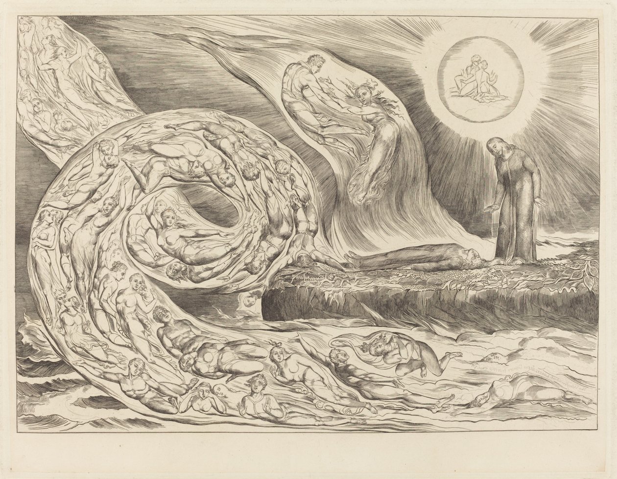The Circle of the Lustful; Paolo and Francesca by William Blake