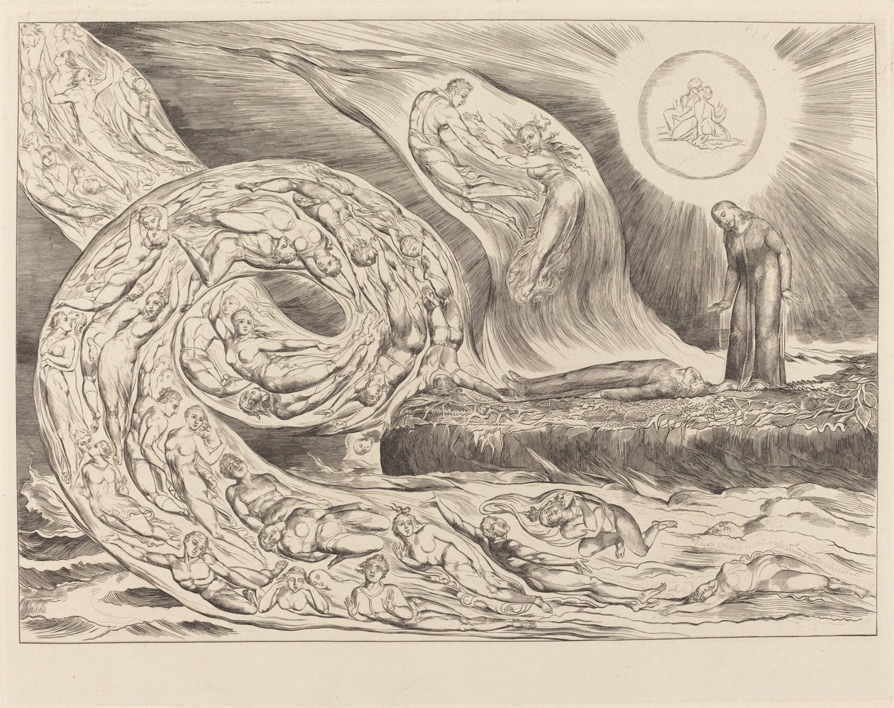The Circle of the Lustful; Paolo and Francesca by William Blake
