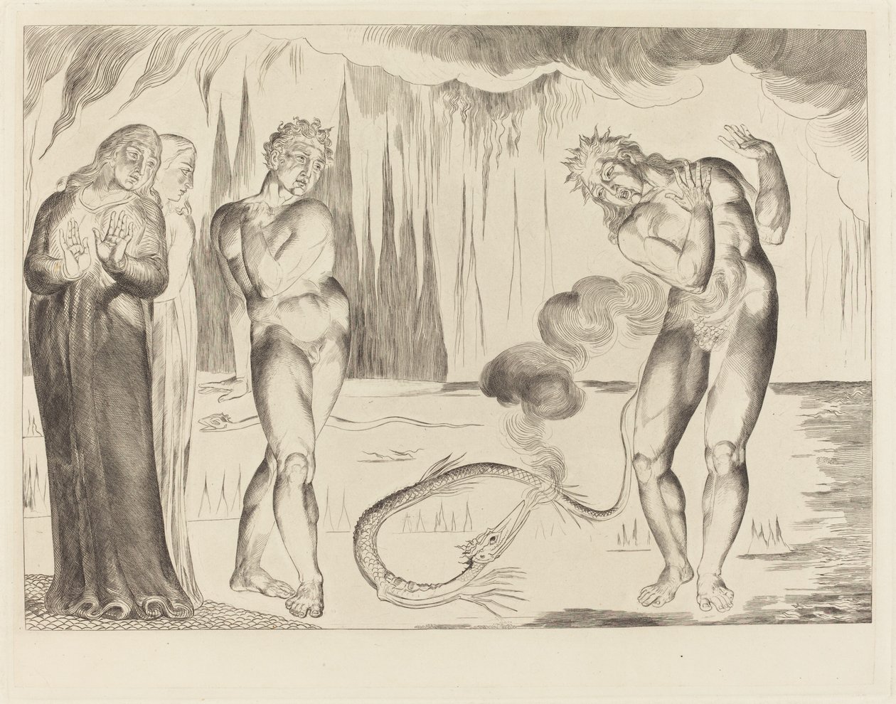The Circle of the Thieves; Buoso Donati Attacked by the Serpent by William Blake