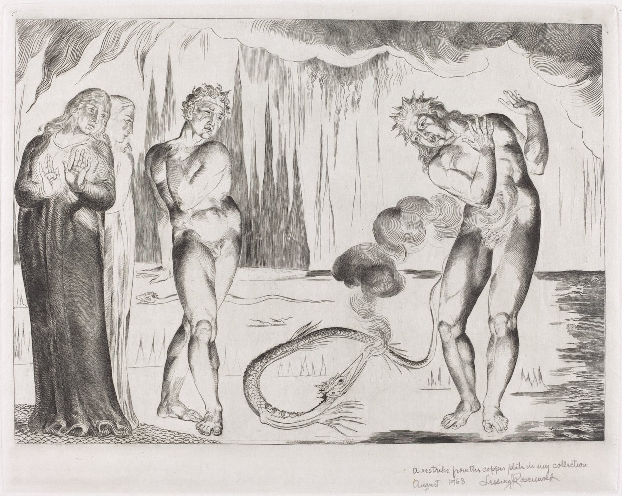 The Circle of the Thieves; Buoso Donati Attacked by the Serpent by William Blake