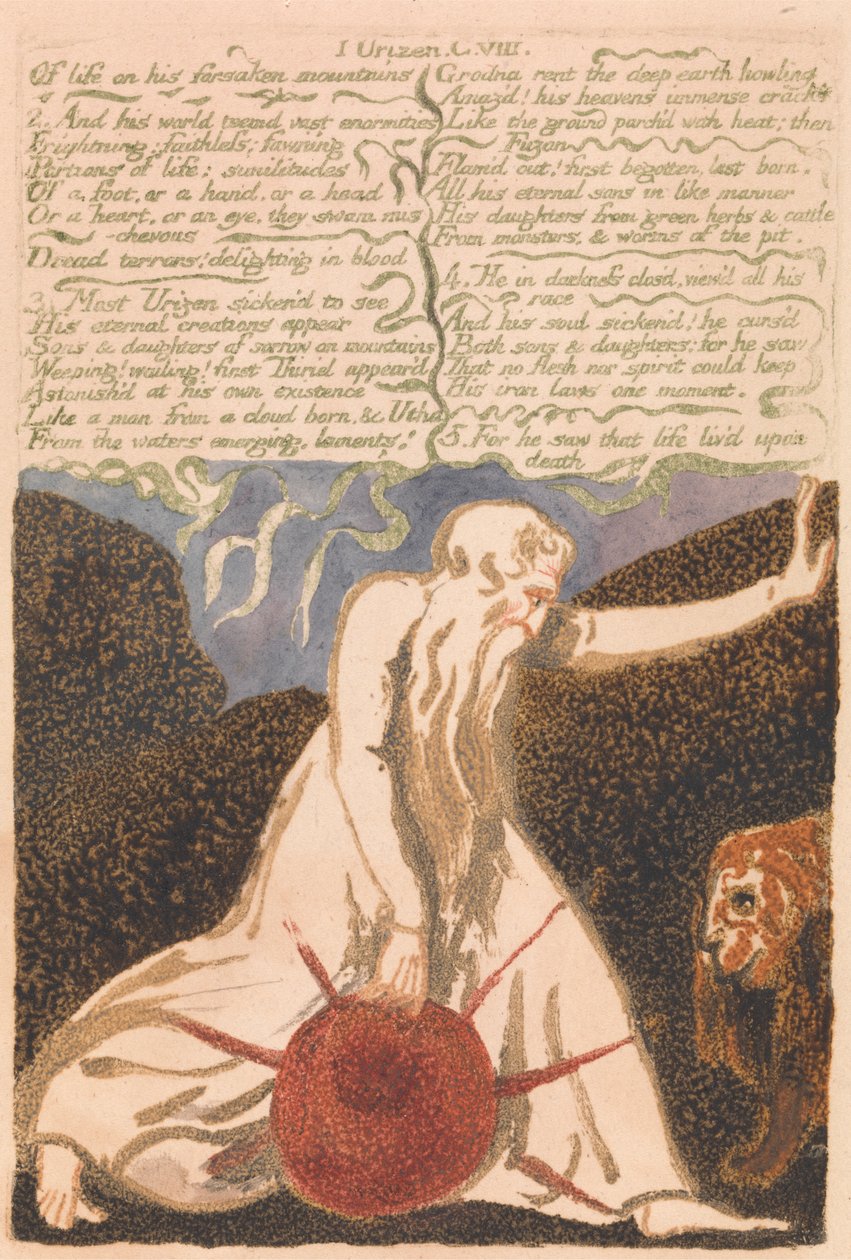 The First Book of Urizen, Plate 20, "Of Life Forsaken Mountains . . . ." (Bentley 23) by William Blake