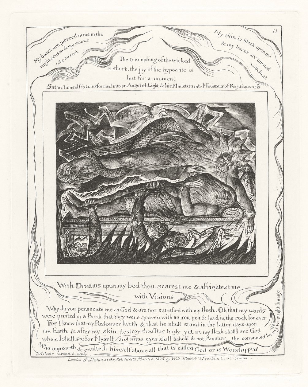 With Dreams Upon My Bed Thou Scarest Me & Affrightest Me with Visions by William Blake