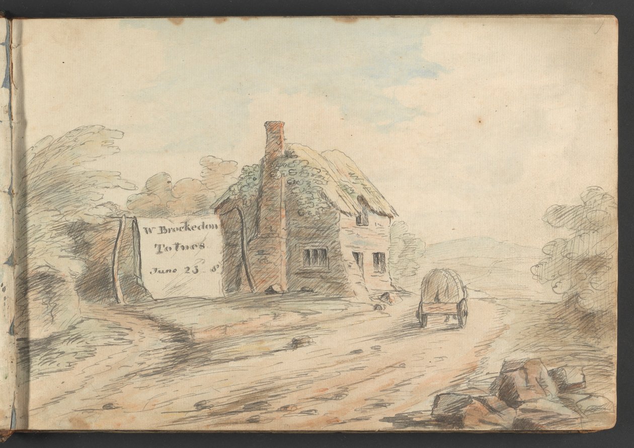 Landscape with Hamlet and Cart by William Brockedon