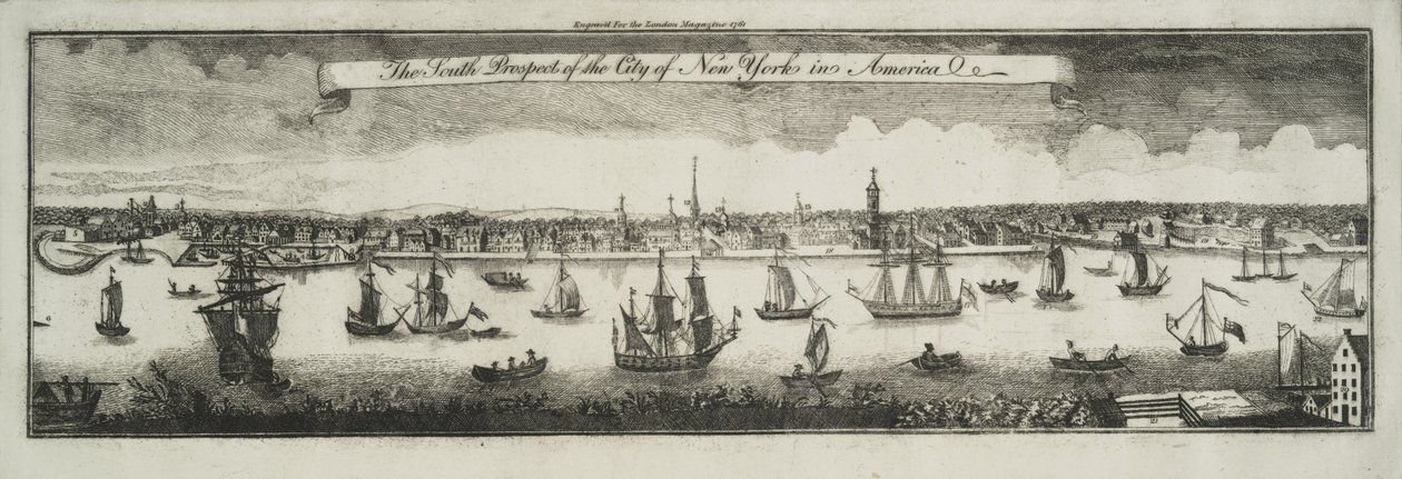 The south prospect of the city of New York, in North America by William Burgis