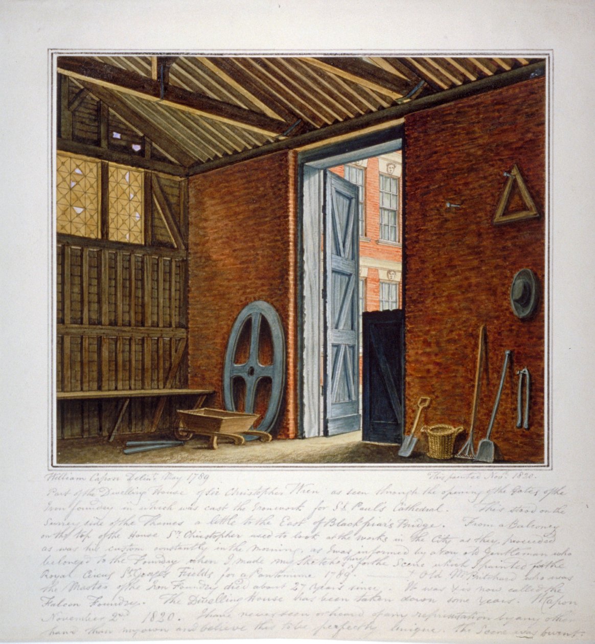 Part of the dwelling house of Sir Christopher Wren, Southwark, London, 1820 by William Capon