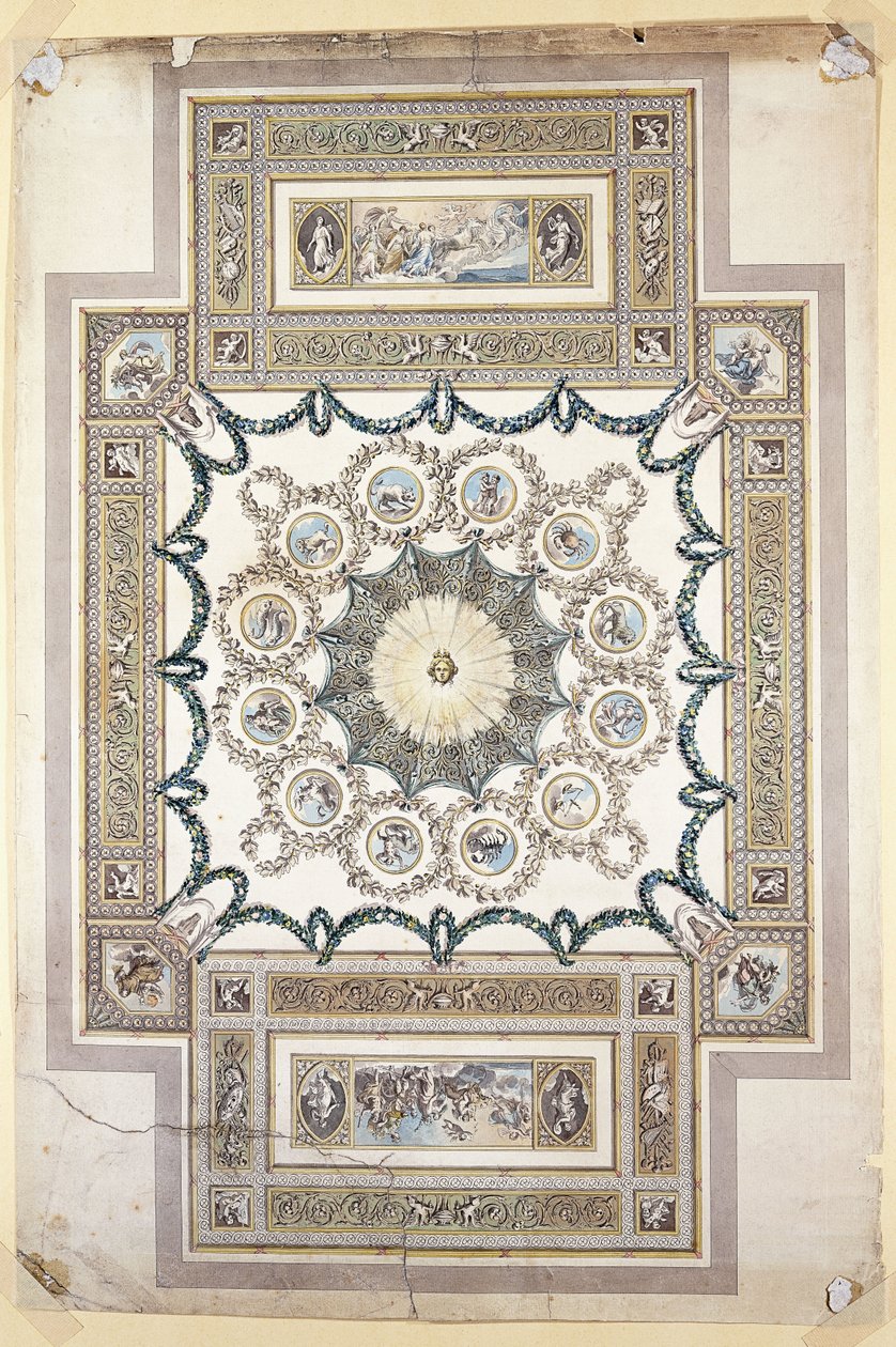 Design for the Library Ceiling at Woburn Abbey by William Chambers