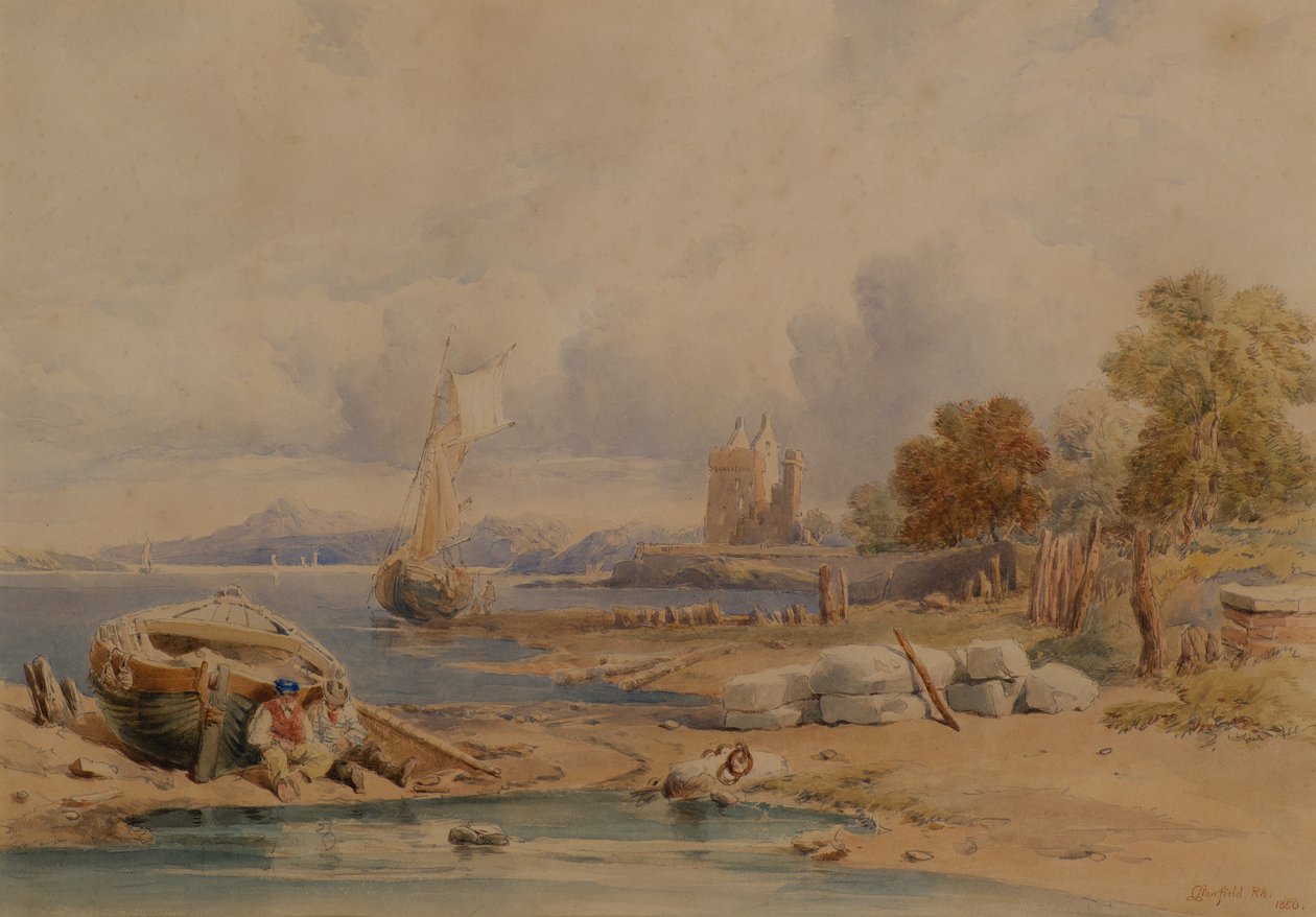 Barnbougle Castle near Crammond on the Forth by Clarkson Frederick Stanfield