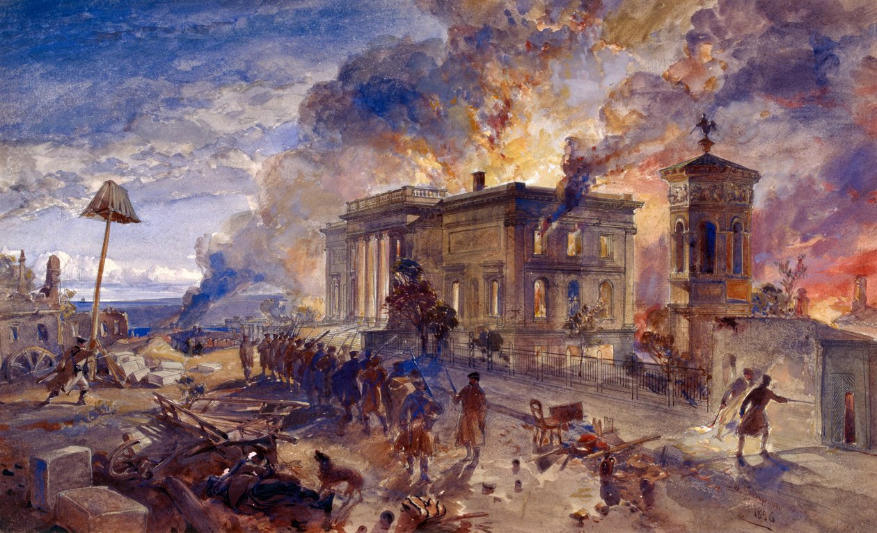 Burning Temple of the Winds by William Crimea Simpson