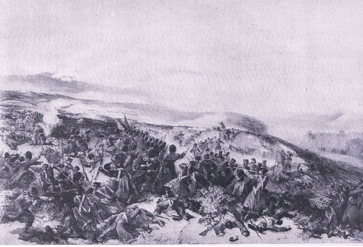 Second charge of the Guards, when they retook the two gun batteries at the Battle of Inkerman by William Crimea Simpson