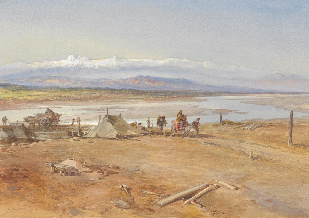 The River Chenab, Punjab, 1865 by William Crimea Simpson