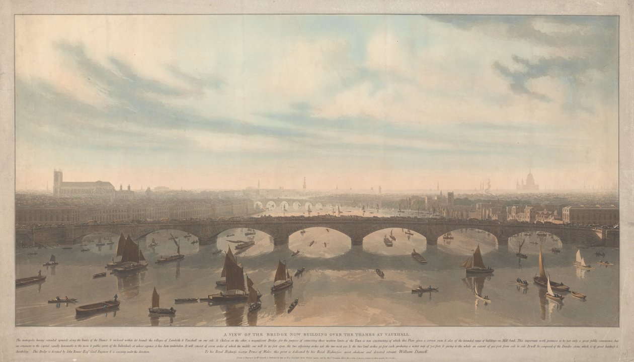 A View of the Bridge now Building over the Thames at Vauxhall by William Daniell