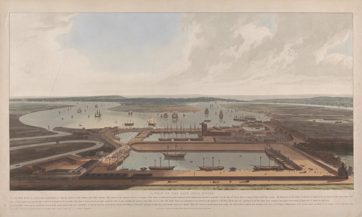 A View of the East India Docks by William Daniell