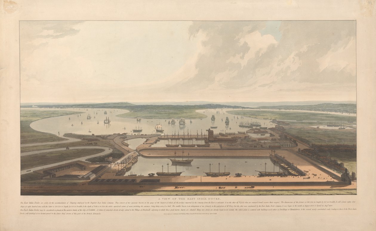 A View of the East India Docks by William Daniell