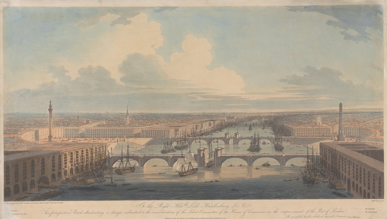 Perspective Sketch Illustrating a Design on the Improvement of the Port of London by William Daniell