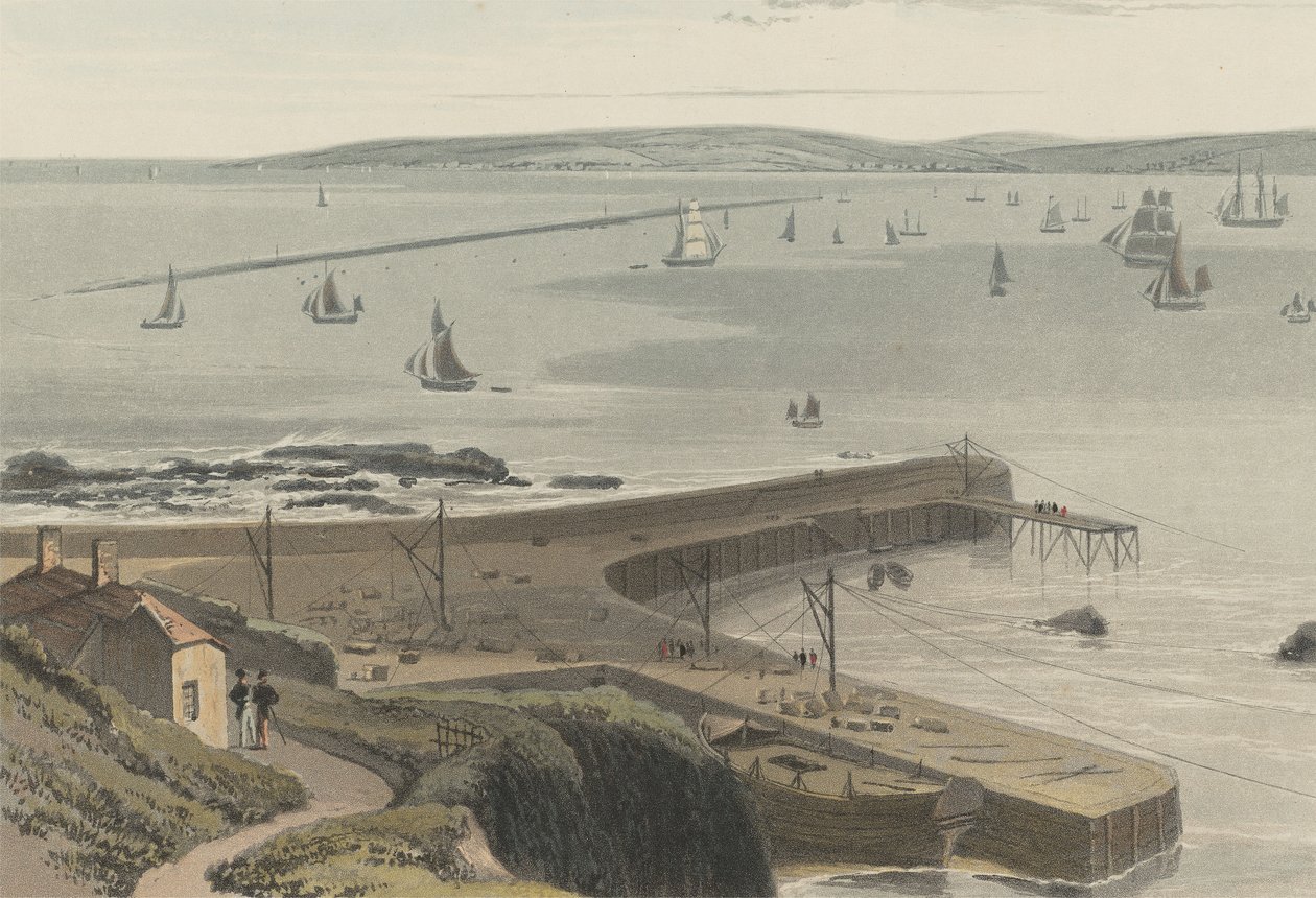 Quay at Straddon Point Near Plymouth by William Daniell