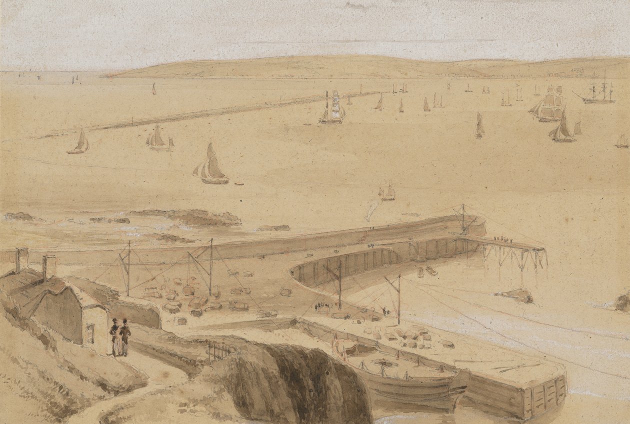 Study for Quay at Straddon Point Near Plymouth by William Daniell
