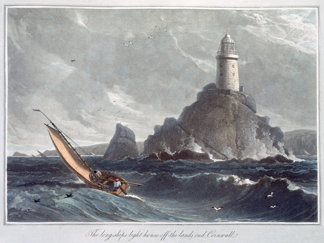 The Longships Lighthouse off the Lands End, Cornwall by William Daniell