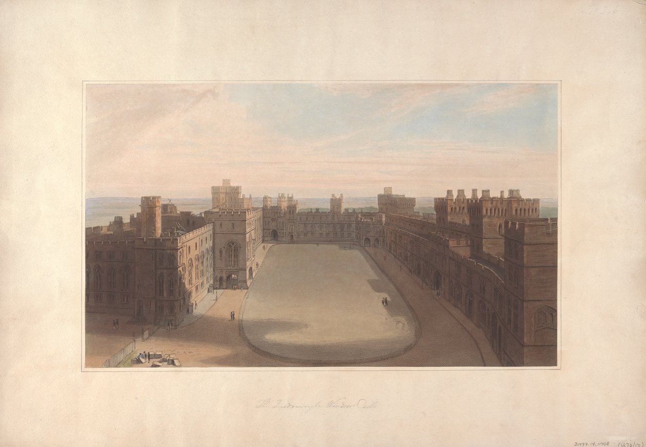 The Quadrangle, Windsor Castle - View from the Round Tower, Windsor Castle by William Daniell