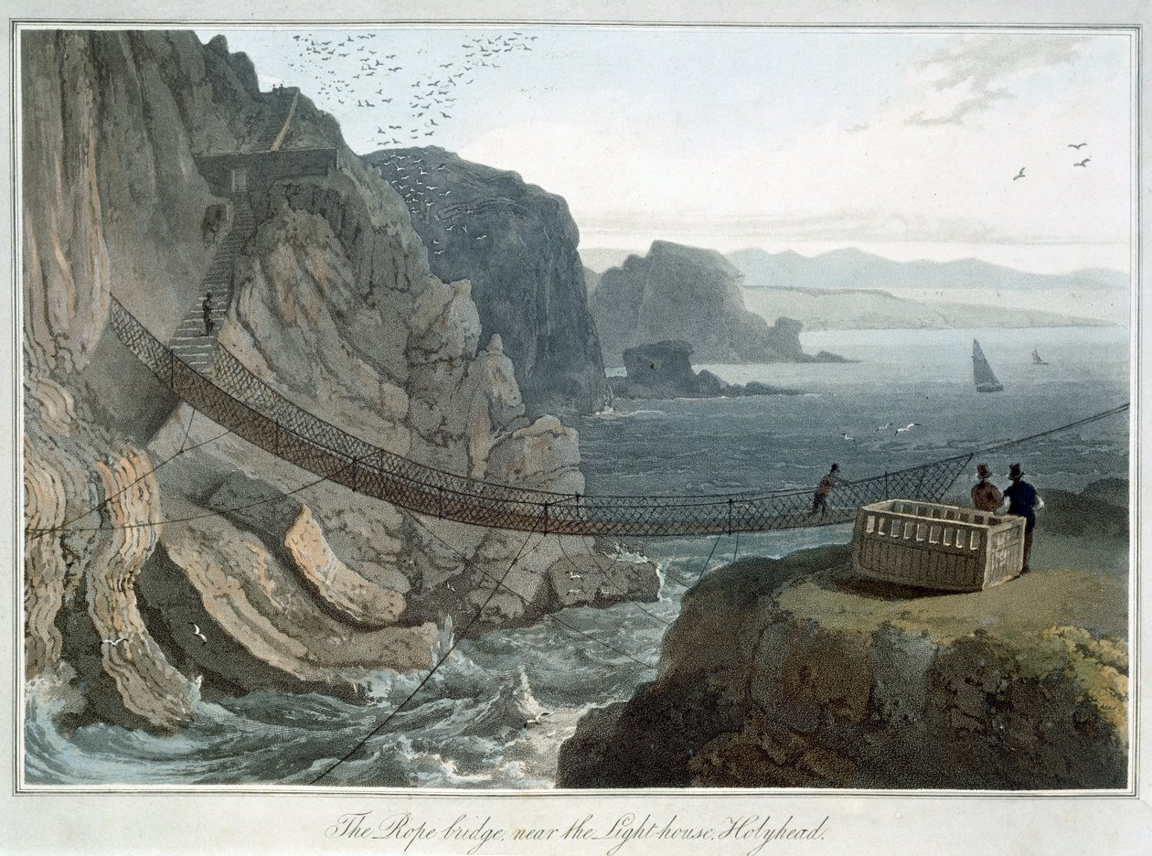 The Rope Bridge near the Lighthouse, Holyhead, Anglesey, Wales by William Daniell