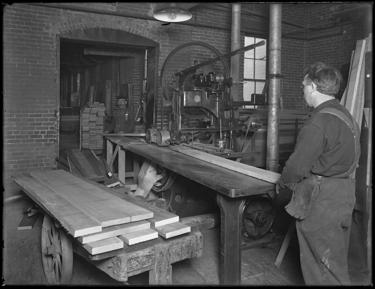 Edging lumber intended for use in casket manufacture, Oneida, New York, April 3, 1916 by William Davis Hassler