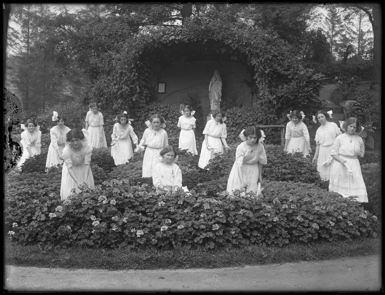 Graduating Class of Girls from the Roman Catholic Orphan Asylum in the Flower Garden, in Front of the Virgin Mary