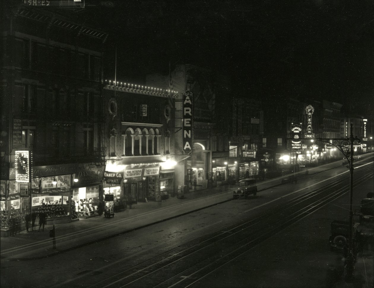 Night View on South Side of 23rd Street Between Sixth and Seventh Avenues, c.1916-17 by William Davis Hassler