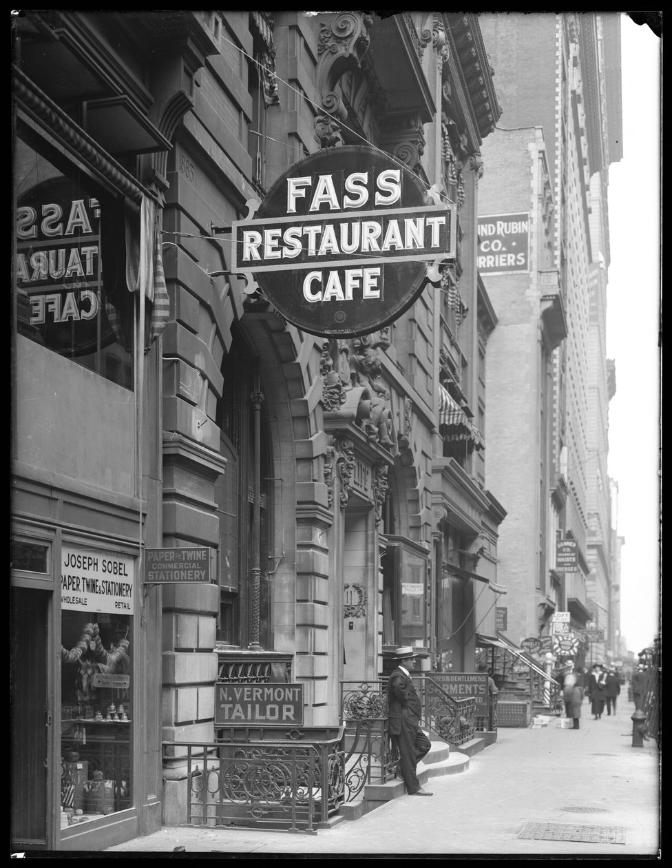 Sign for Fass Café, 19 W. 31st Street, New York City, June 14, 1916 by William Davis Hassler