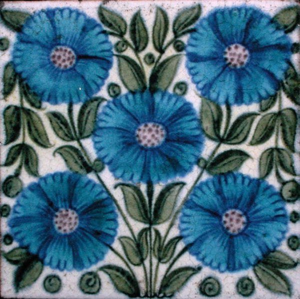 Tile with Persian Style Floral Design by William de Morgan