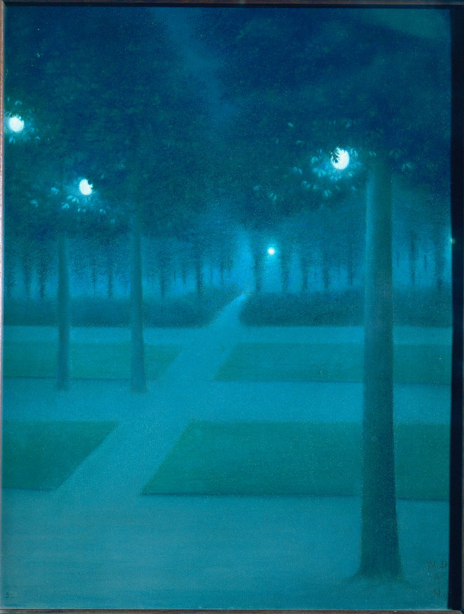 Nocturne in the Royal Gardens in Brussels, Belgium by William Degouve de Nuncques