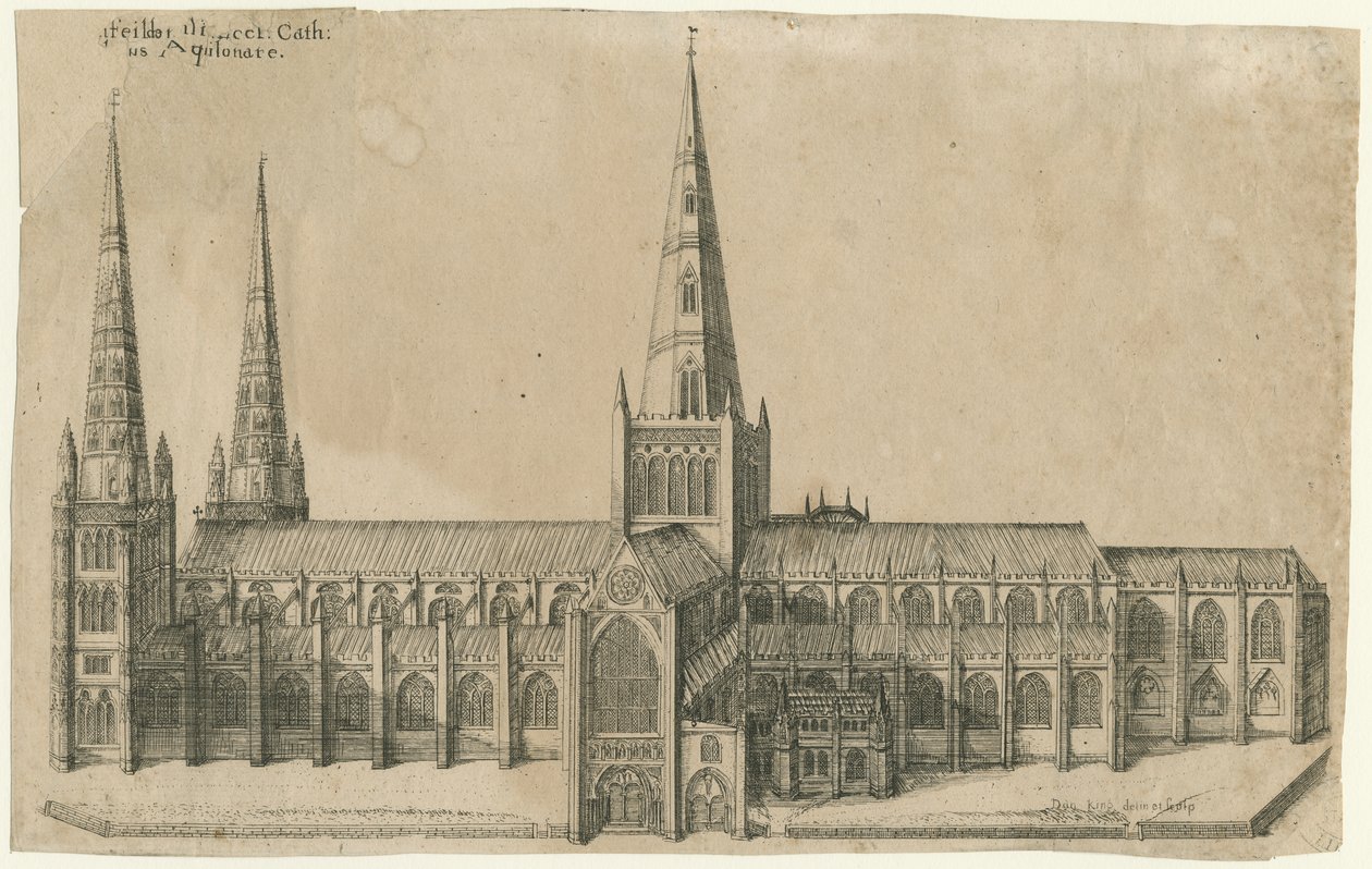 Lichfield Cathedral - South View by William Dugdale