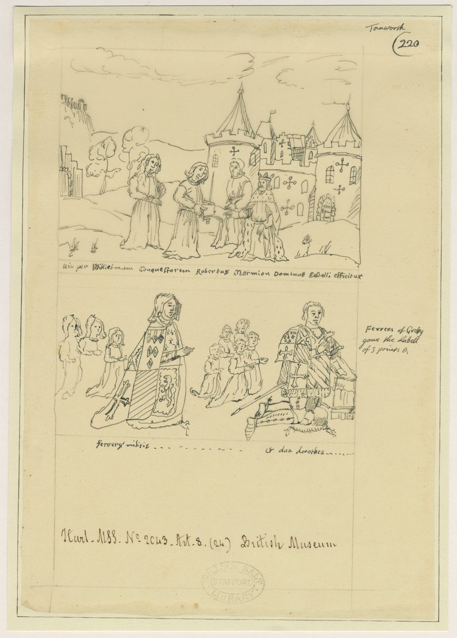 Tamworth Church - Window Glass: tracing in ink, nd [?17th cent] by William Dugdale