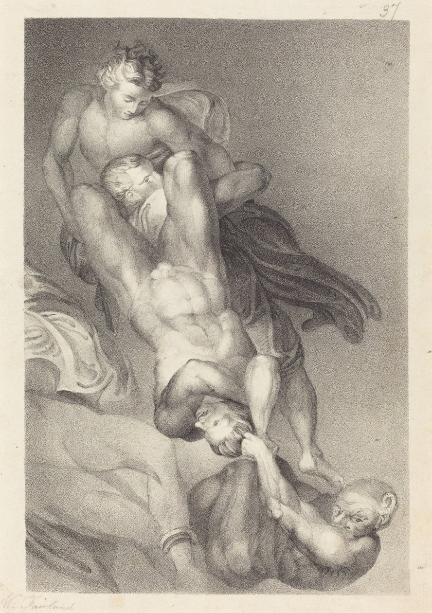 Part of the Last Judgment from Michael Angelo by William Fairland after John Flaxman