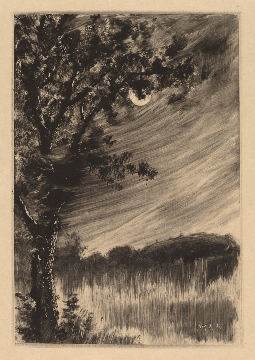 Moonlit Landscape with Tree at the Left by William Fowler Hopson