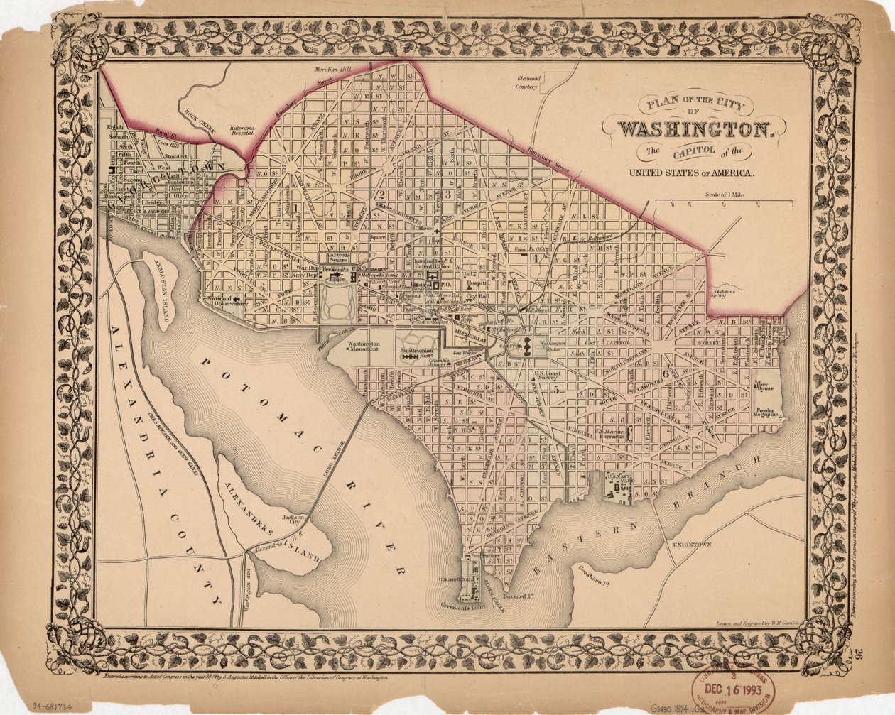Plan of the City of Washington - The Capitol of the United States of America by William Gamble