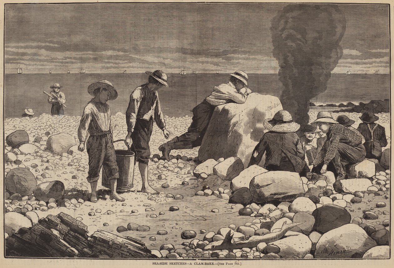 Sea-Side Sketches - A Clam-Bake by William H. Redding after Winslow Homer