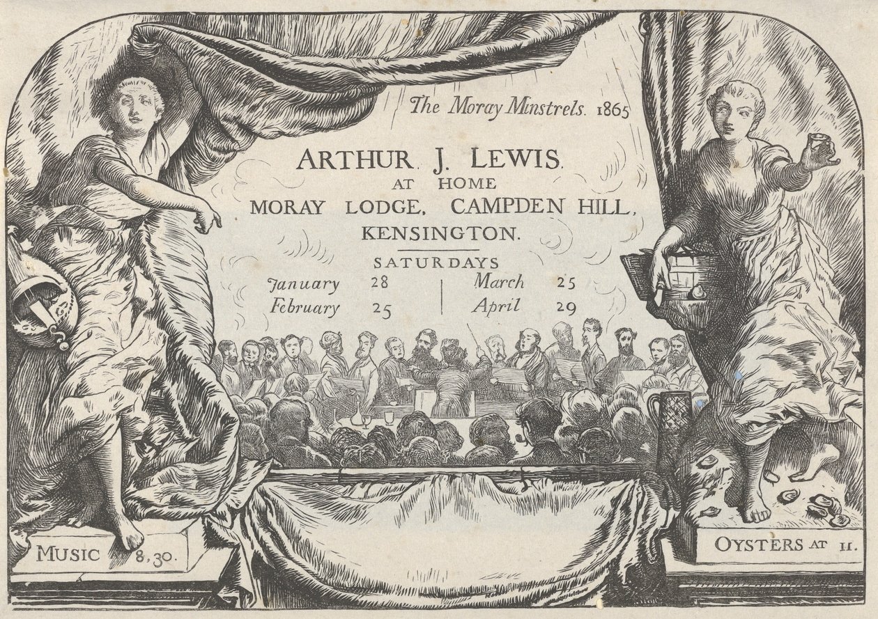 The Moray Minstrels Invitation card of Arthur James Lewis by William Harcourt Hooper