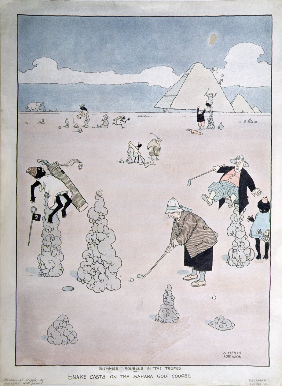 Summer Troubles in the Tropics - Snake Casts on the Sahara Golf Course by William Heath Robinson
